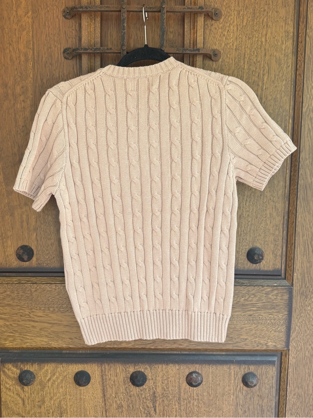 Polo Ralph Lauren Light Brown Cable Knit Short-Sleeve Crewneck Sweater  Size M - Picture 6 of 6